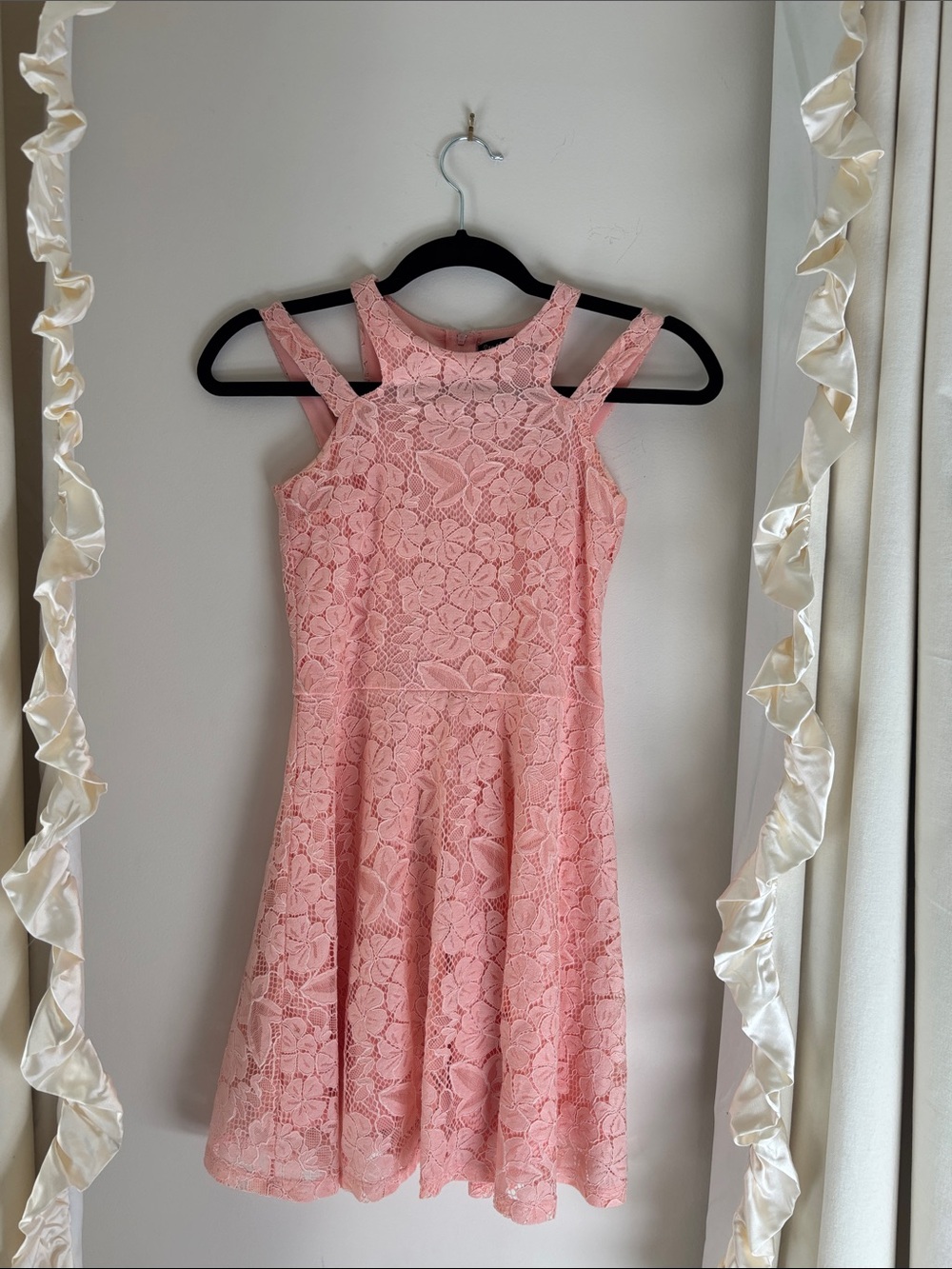 Girls' Pink Lace Fit & Flare Party Dress